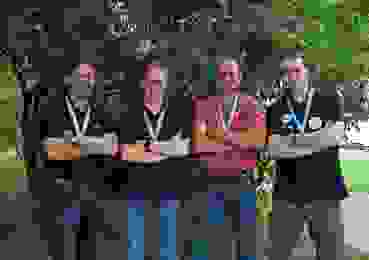 K1600_BM 300 Meter Medien.JPG Zeigten ihre Treffsicherheit (v.l): Elmar Fallet, Urs Brazerol, Hans Luzi Stucki und Norbert Caviezel.