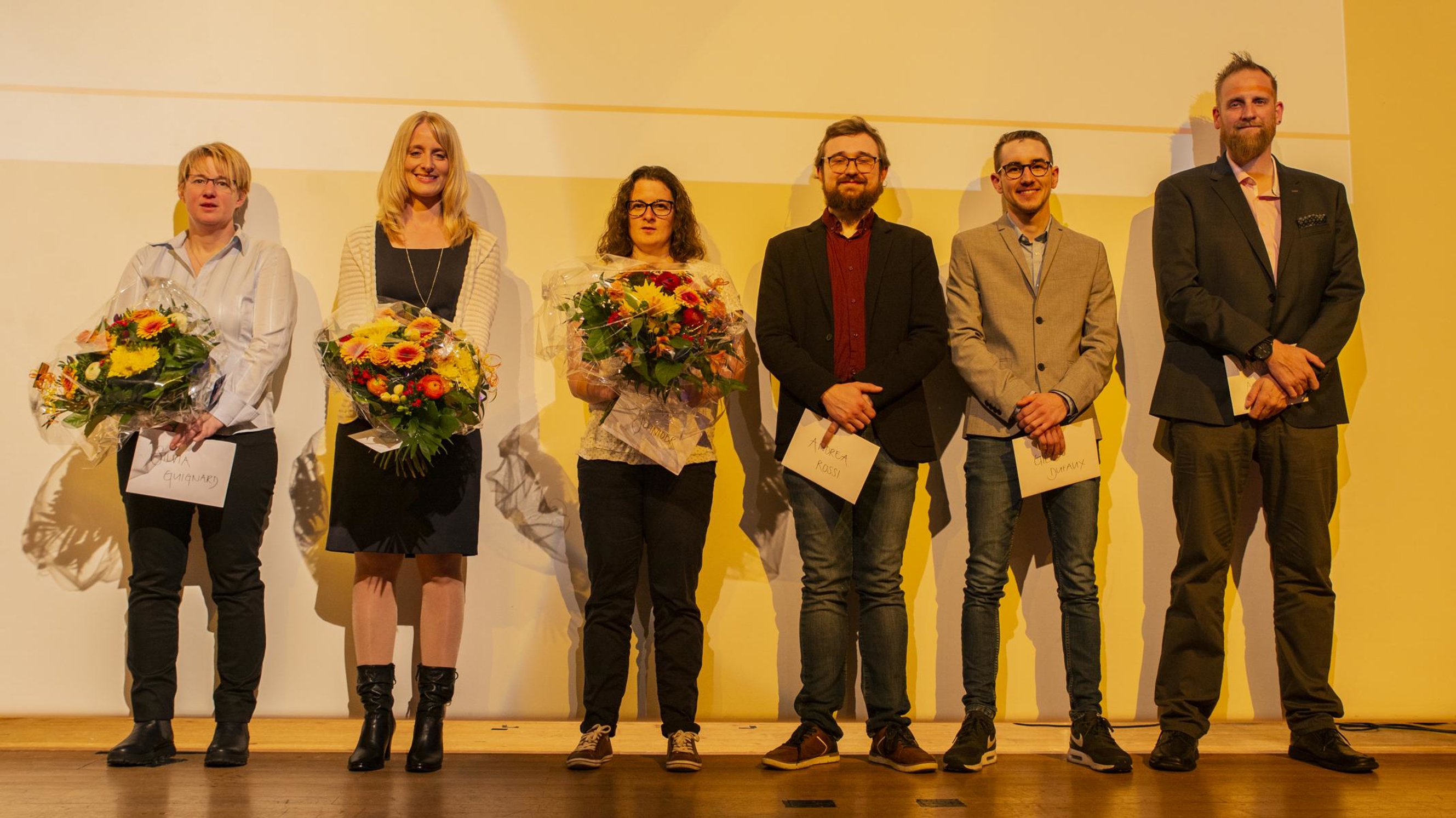 Sie wurden für ihre Leistungen ausgezeichnet (von links): Silvia Guignard, Irene Beyeler, Marina Schnider, Andrea Rossi, Gilles Dufaux und Marcel Ackermann.