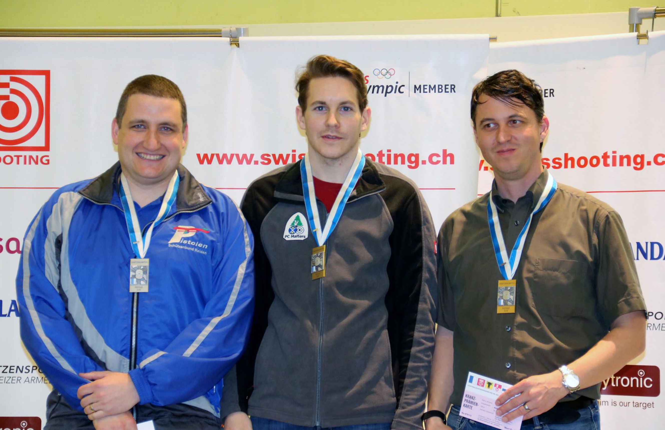 Die Medaillengewinner (von links): Pirmin Birrer (2.), Ueli Krauer (1.), Martin Berner (3.).