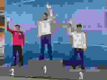 K800_Podest.JPG Das Podest Pistole 25m Junioren: 2. Jannis Bader, Gold und Bronze gingen an Federico Maldini und Michele Palella aus Italien