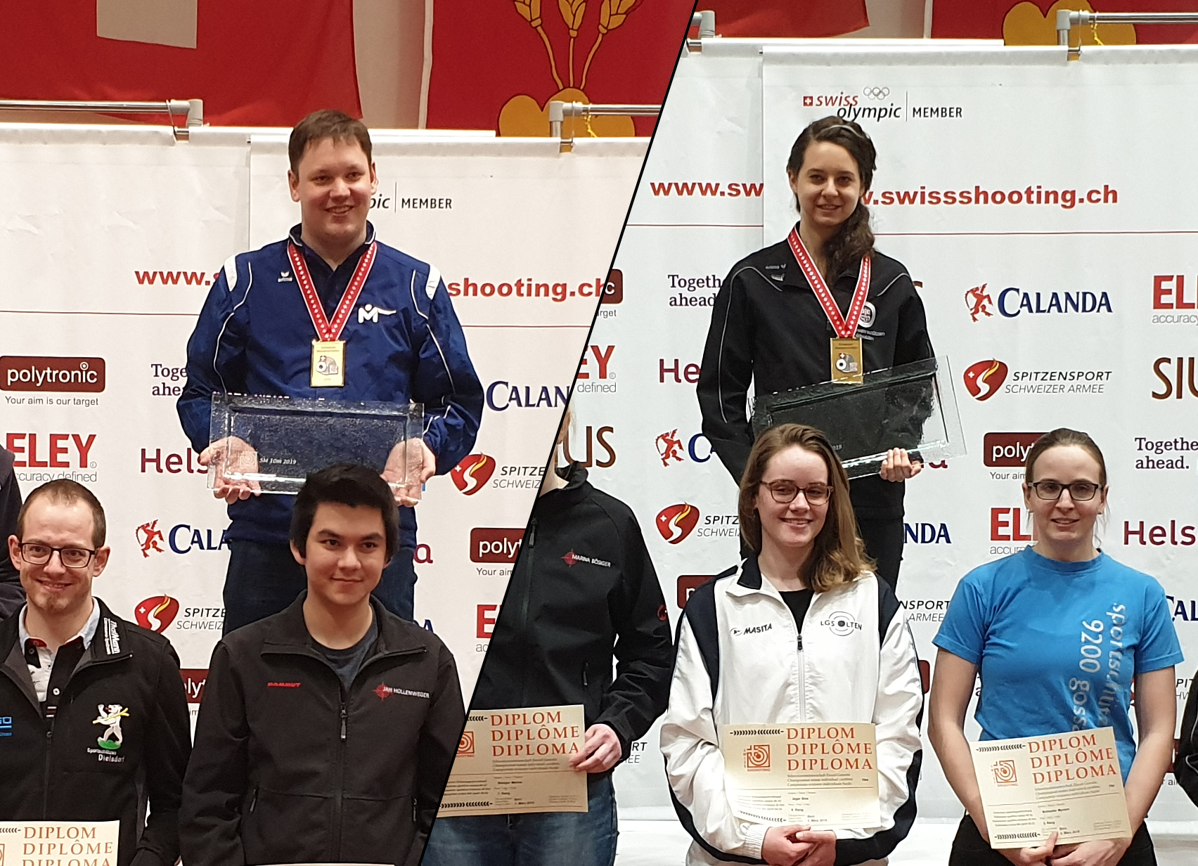 Die neuen Schweizermeister sind erkoren: Stephan Martz, links, in der Kategorie G10m Männer, sowie Petra Lustenberger, rechts, in der Kategorie G10m Frauen.