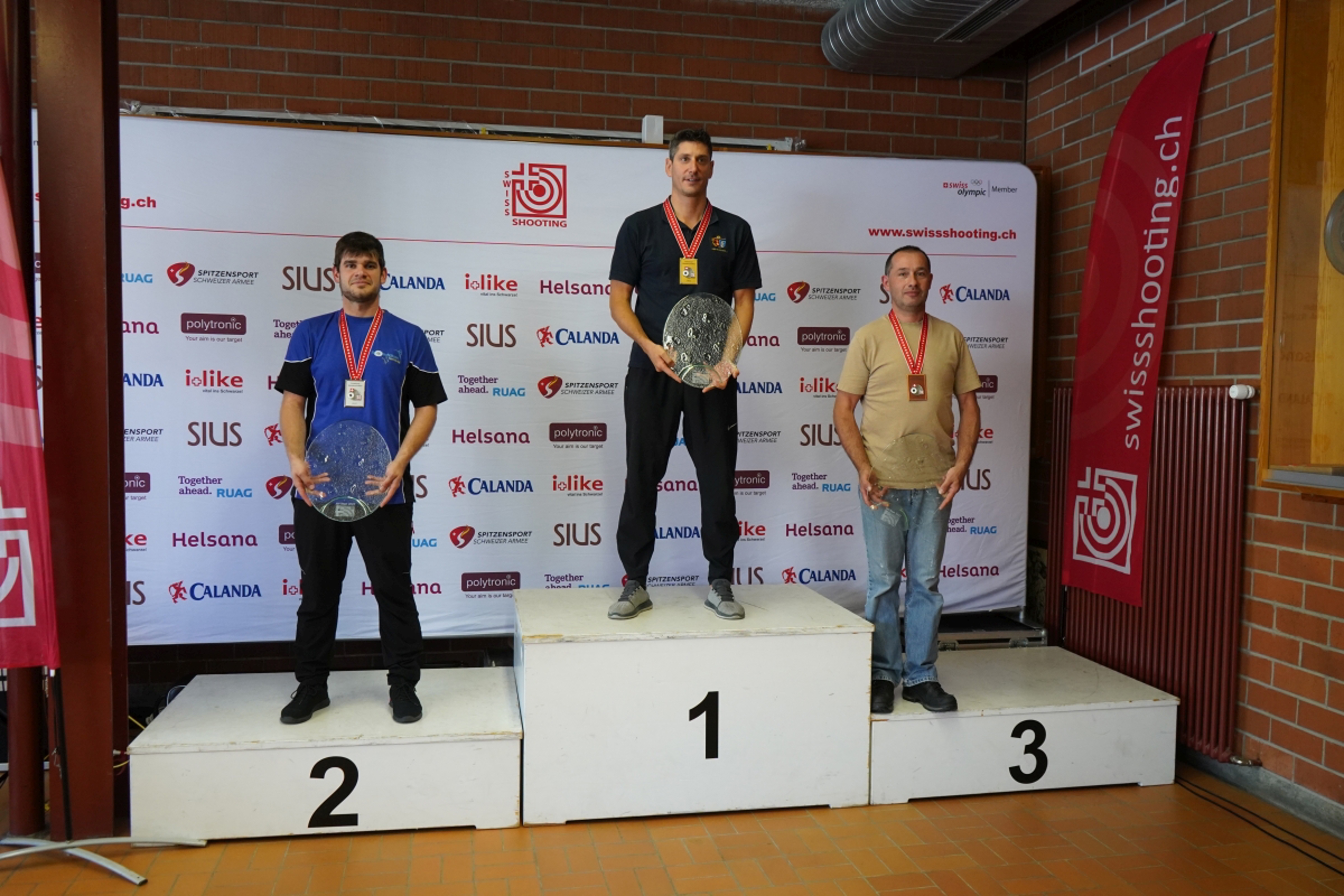 Sportpistole 50m B-Programm: 1. Steve Demierre; 2. Benjamin Burri; 3. Patrik Hunn