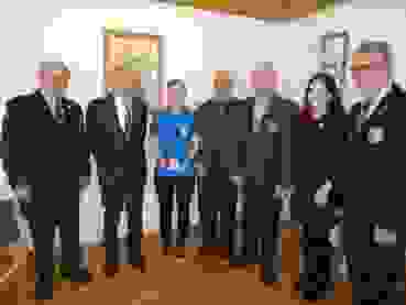 Von links nach rechts: Ernst Pfäffli (Chef FM), Meinrad Schmidig (Kassier, neues Ehrenmitglied), Janine Frei (beste Jungschützin, WV Pfaffnau), Paul Kistler (Ehrenmitglied, Sponsor Bergkristall), Erwin Gander (Präsident), Stèfanie Colombo (Aktuarin), Alois Estermann (Chef WS/HS).