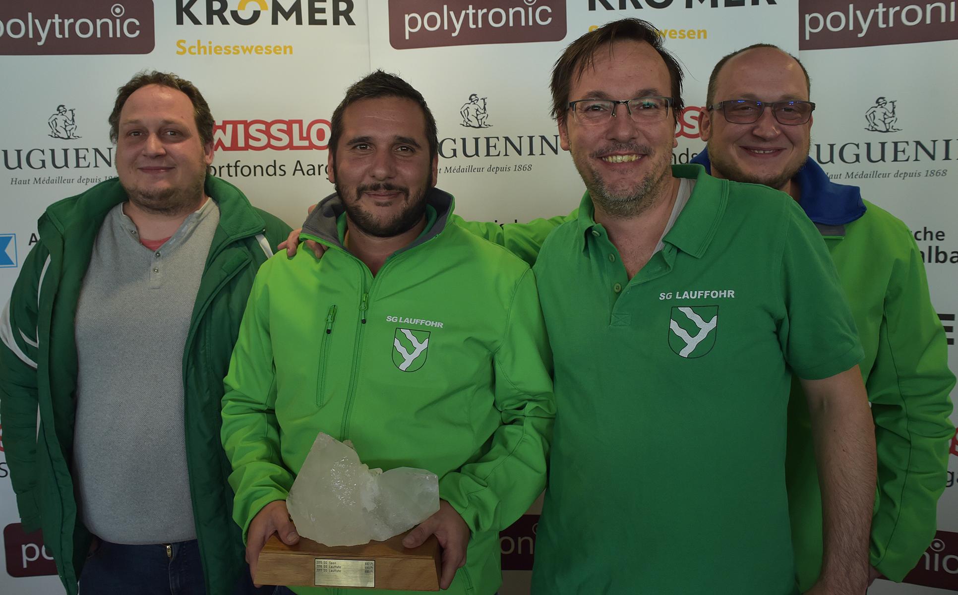 Rekordschützen im Feld D: Die SG Lauffohr Brugg mit (v.l.) Hans Schumacher, René Choppard, Sascha Wicki und Walter Schumacher. Es fehlt: Michael Hossle.