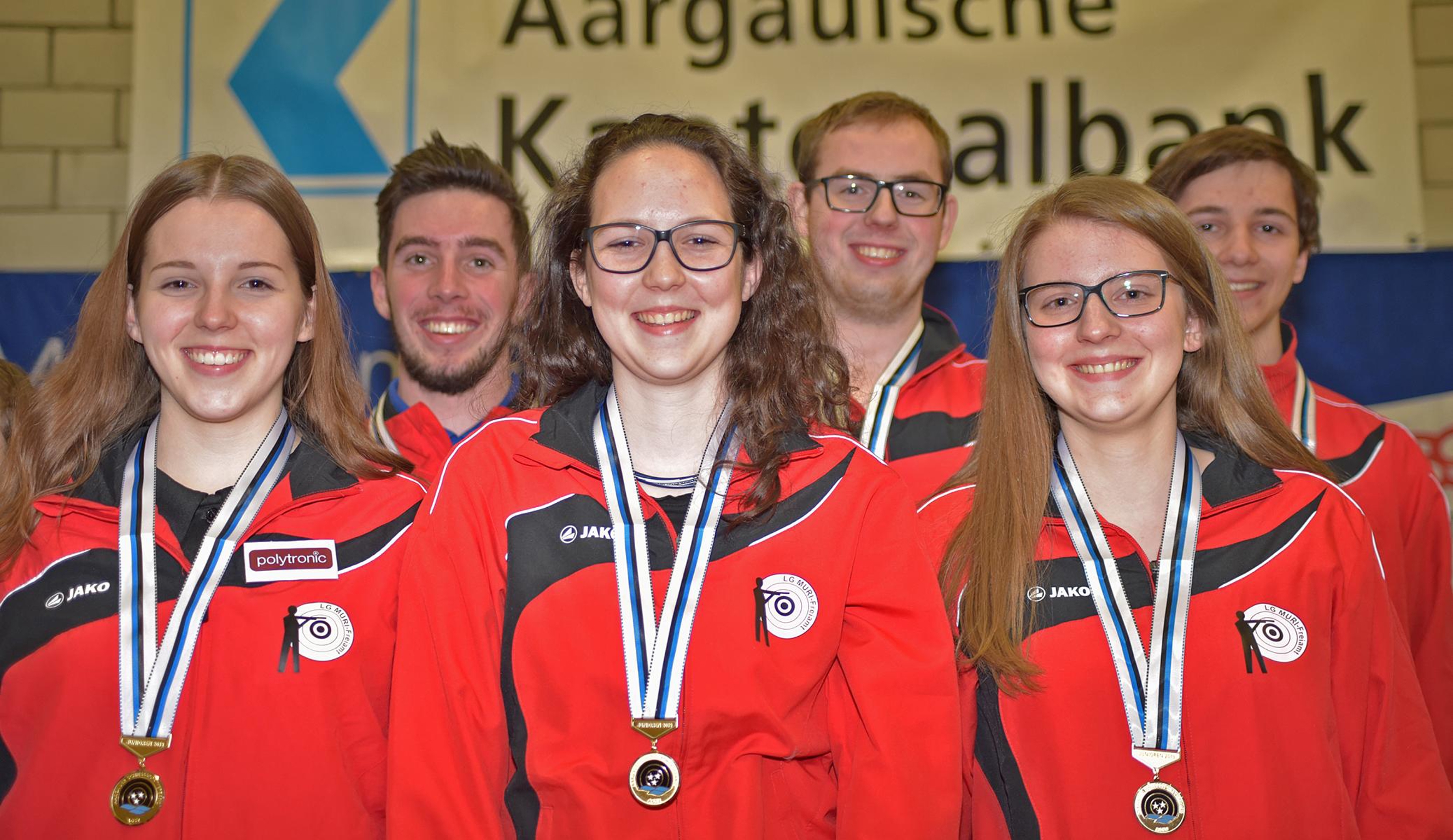 Die siegreiche U21-Mannschaft der Luftgewehrschützen Muri-Freiamt (v.l.): Selina Koch, Patrick Gütiger, Saskia Plaz, Dominik Weiss, Cristina Krauer und Benjamin Keusch.