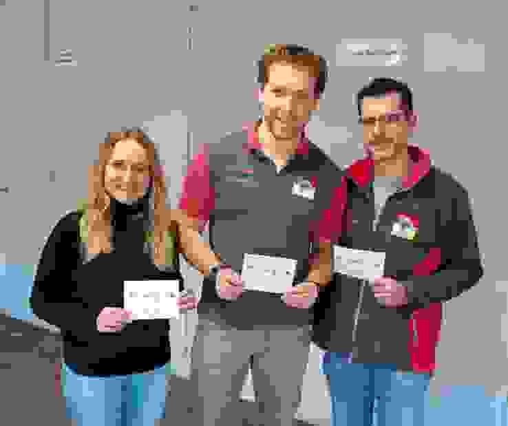 K1024 Luzern Indoor Cup 2024 Podestfoto Das Podest Muriel Züger (2.), Sieger Jan Lochbihler und Fabio Sciuto (3.).