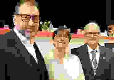 DV Salouf 1.jpg Politik und Schiessen vereint: (vl) Regierungsrat Peter Peyer, Standespräsidentin Aita Zanetti und BSV-Präsident Carl Frischknecht.