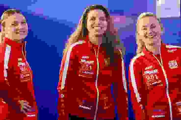 3 Team-Bronze Dreistellung gewonnen — und die EM ist noch lange nicht vorbei: Emely Jäggi, Chiara Leone und Vivien Jäggi (v.l).