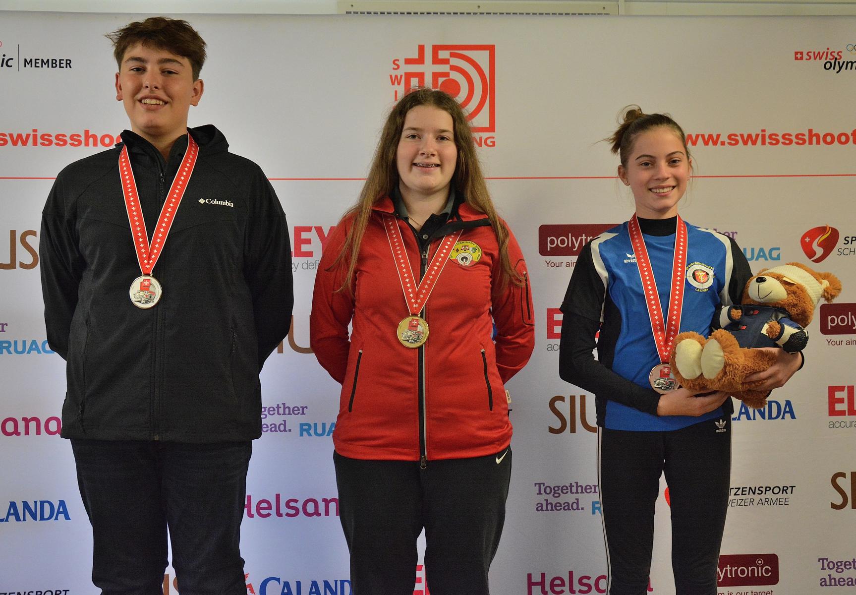 Das Podest G50-C: 2. Sven Sprenger Altstätten  1. Emely Gyger SpS Winistorf  3. Maya Leicht SpS Lachen
