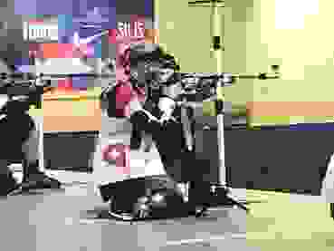 K1600_Franziska Stark Final.jpg Franziska Star musste sich im Final Gewehr 50m Dreistellung mit Leder begnügen.