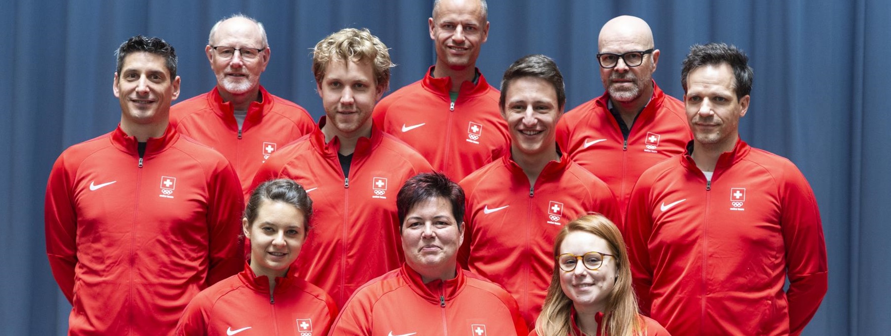 Das Schweizer Team in Minsk von links (vorne): Petra Lustenberger, Heidi Diethelm Gerber und Nina Christen; hinten: Steve Demierre, Ernst Gerber, Jan Lochbihler, Jochem Stephan, Christoph Dürr, Daniel Burger und Enrico Friedemann.