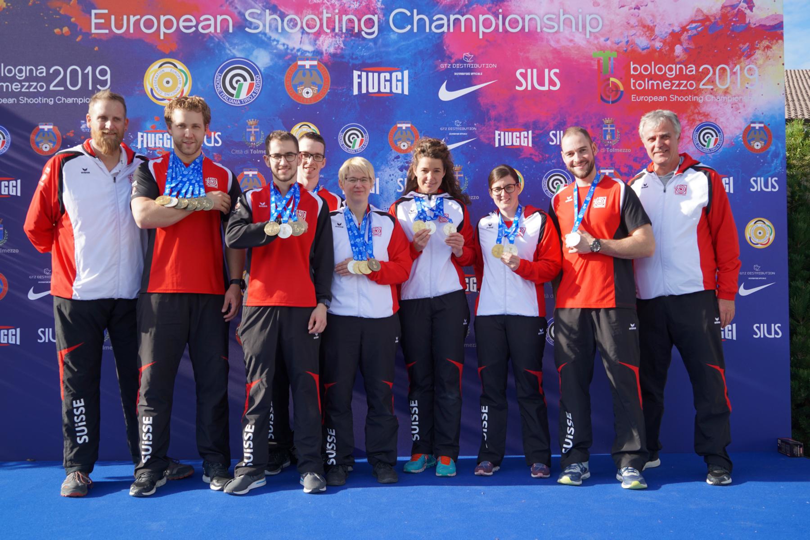 Die erfolgreiche Schweizer 300m-Delegation an den Europameisterschaften.
(Bild: Alain Guignard)