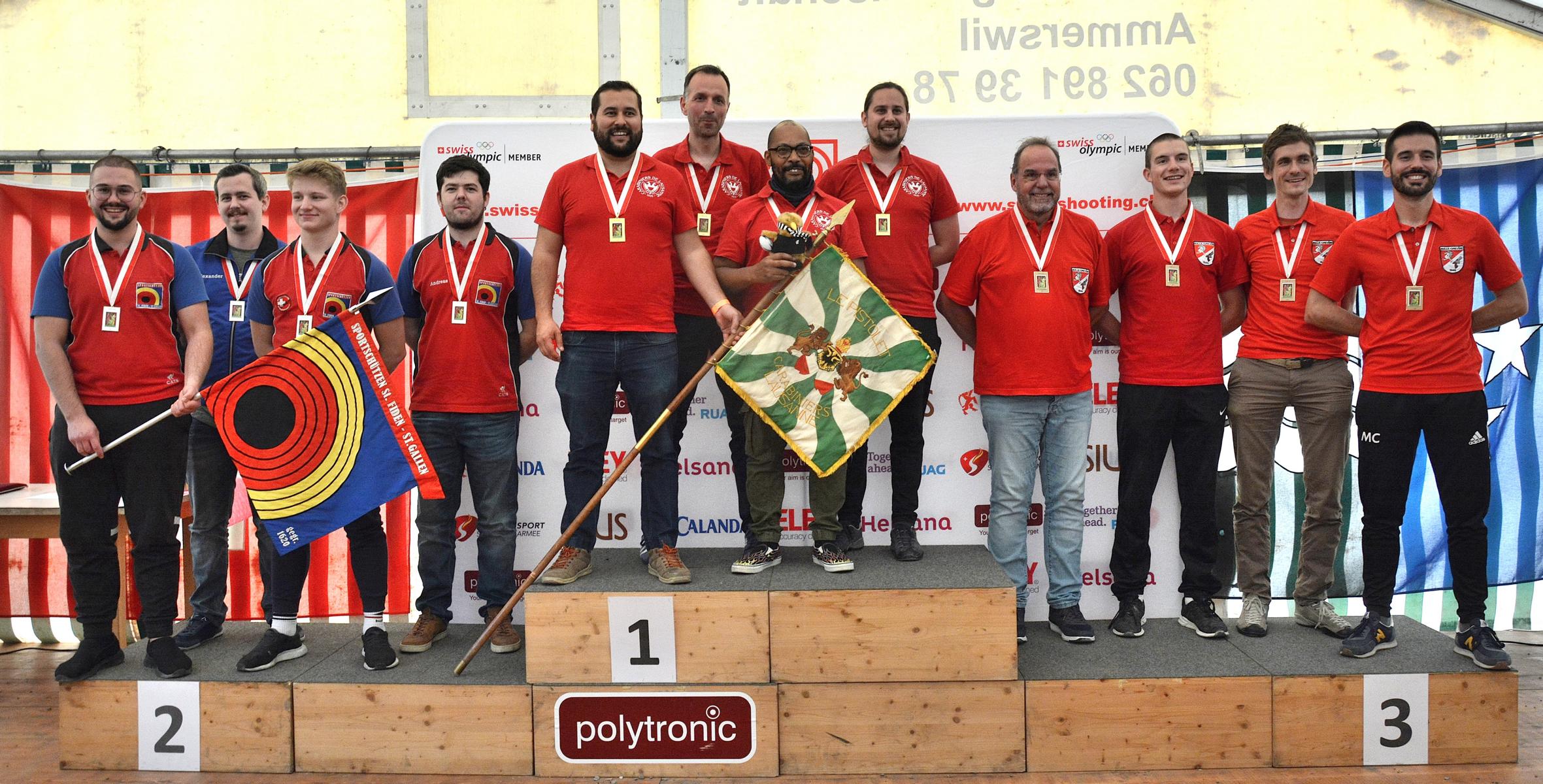 Das Podest SGM-P50m: 2. St. Fiden 375,  1. Lausanne 377,  3. Bulle - Grevîre 373