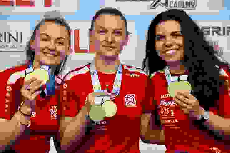 Doppel-Gold Ein Dream-Team: Vivien Jäggi, Emely Jäggi und Chiara Leone sicherten sich zwei Europameister-Titel (v.l.).