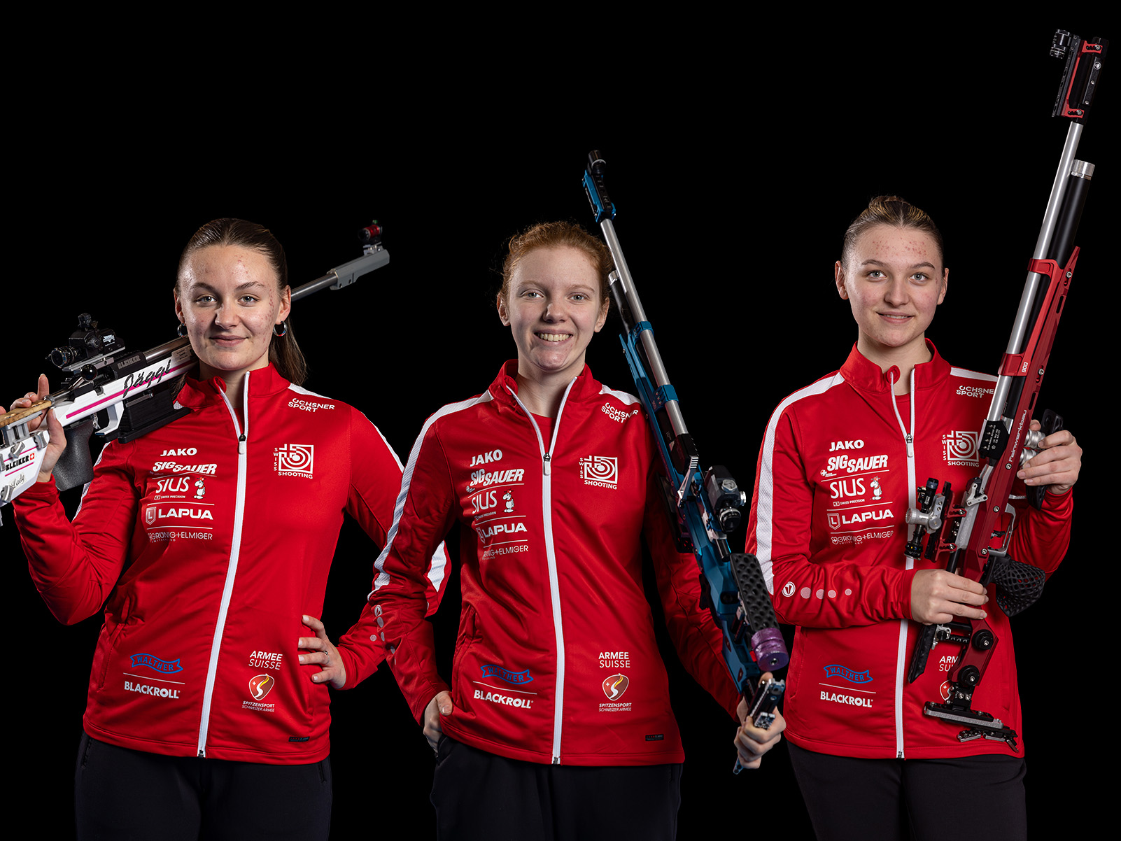 Die Gewehrfrauen wurden in der Teamwertung Neunte (v.l.): Vivien Jäggi, Audrey Gogniat und Emely Jäggi.