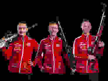 Gewehr 10M Frauen Die Gewehrfrauen wurden in der Teamwertung Neunte (v.l.): Vivien Jäggi, Audrey Gogniat und Emely Jäggi.